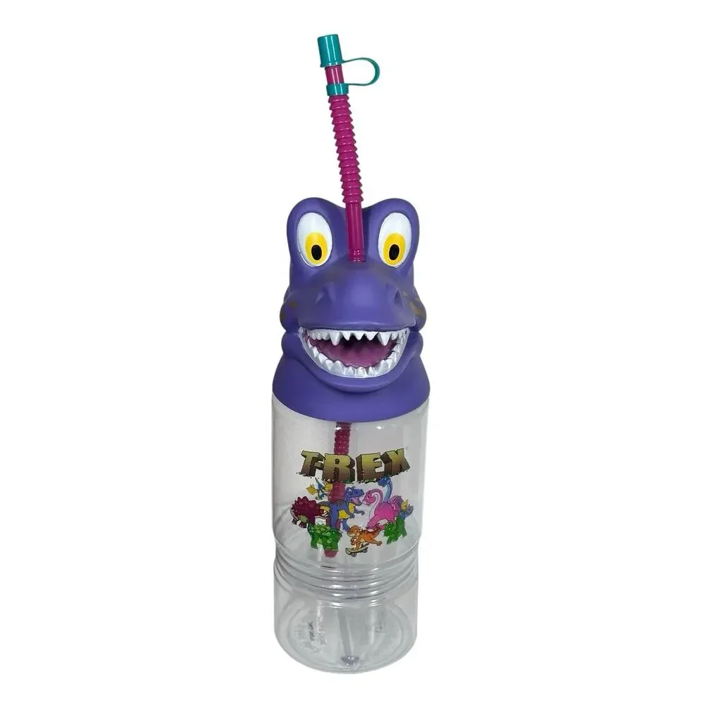 Rainforest Cafe Set of 2 Animal Travel Snack Cups Tumblers‎ w/Straws T-Rex Frog